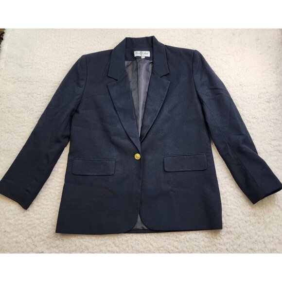 Coconut Row Blazer Jacket Navy Blue 6 Petite Dressy Office Old Money USA - Picture 1 of 11